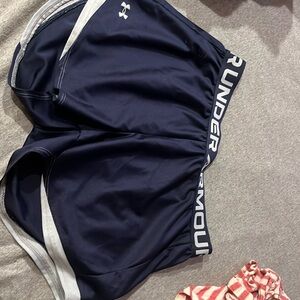 under armor, dark, purple and gray athletic short size medium